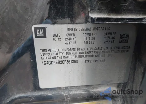 2012 Buick Lacrosse Premium 1 Group из США, поврежденный, VIN 1G4GD5ER2CF361363